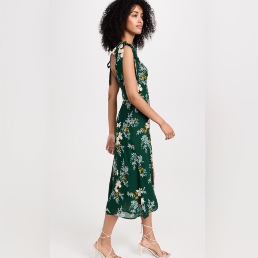 Reformation Green Wrap Midi Dress with Slit